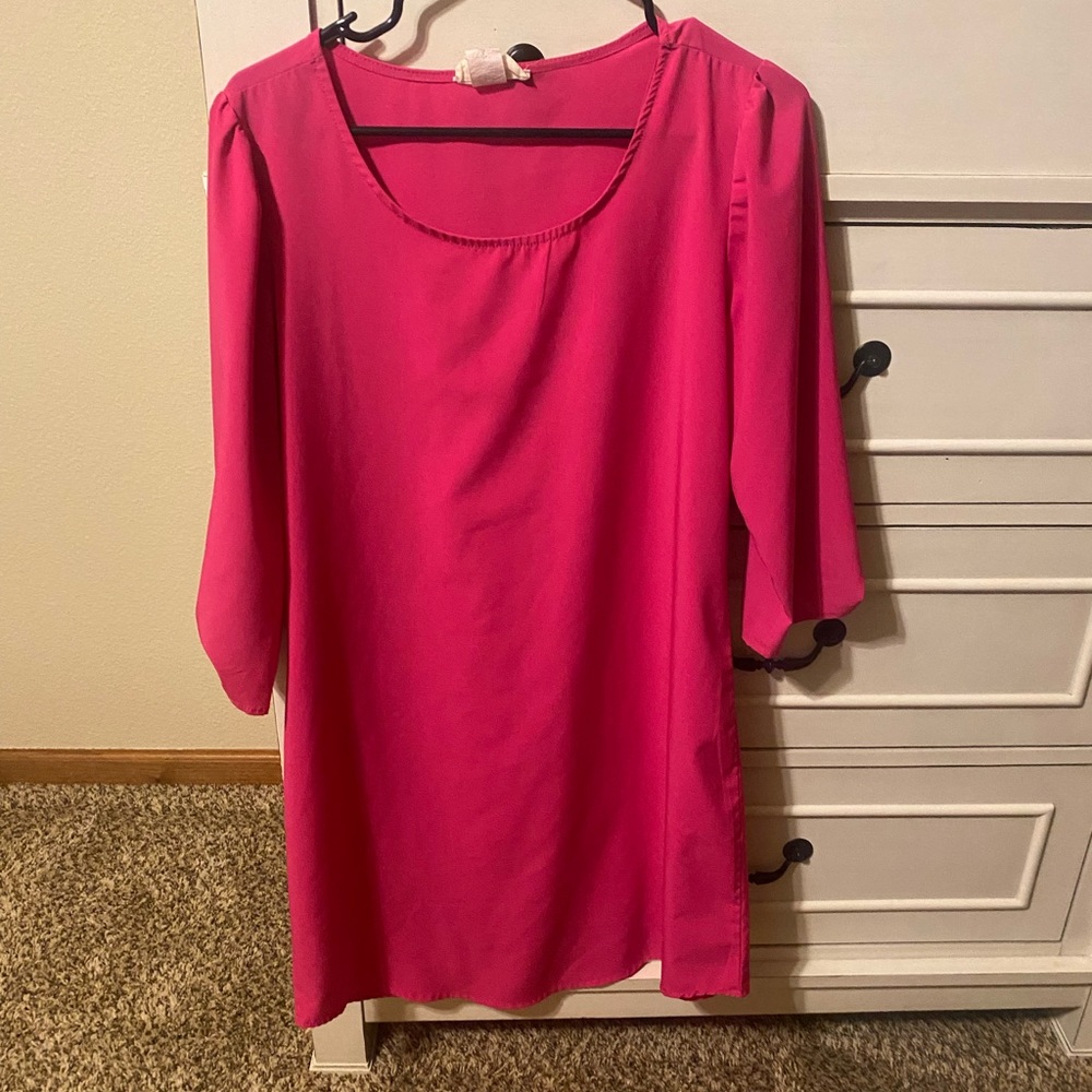 Humble Chic womens pink long sleeve dress with gold button